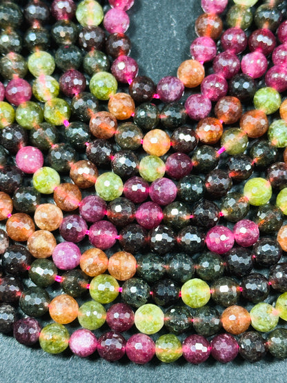 NATURAL Tourmaline Gemstone Bead Faceted 6mm Round Bead, Gorgeous Multicolor Tourmaline Gemstone Beads Full Strand 15.5" Great Quality Beads