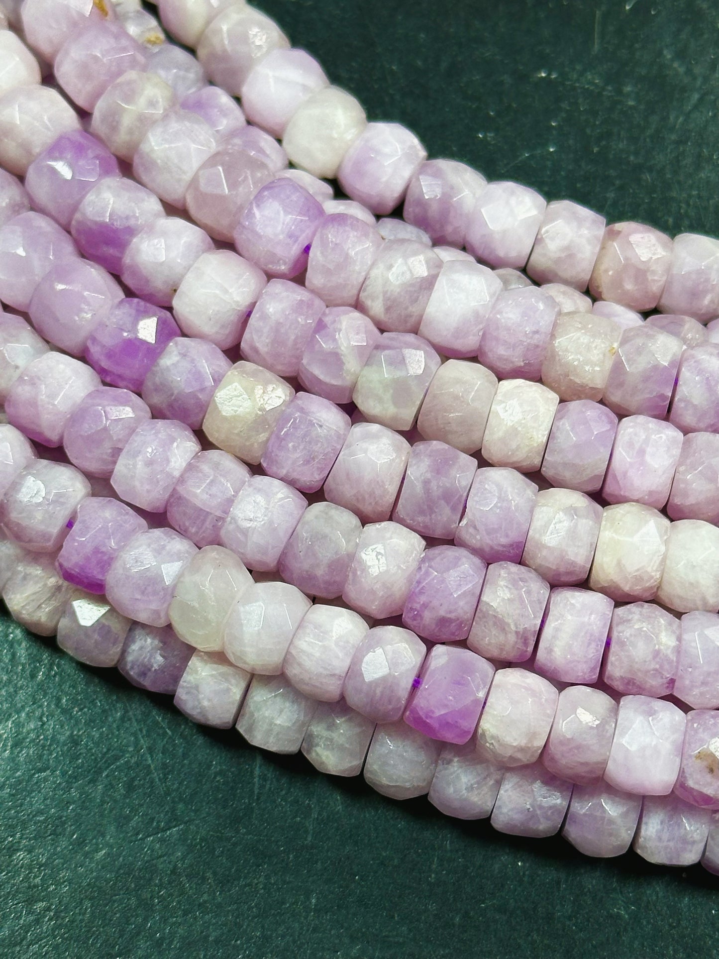 AAA Natural Kunzite Gemstone Bead Faceted 9x6mm Rondelle Shape, Gorgeous Natural Pink Purple Color Kunzite, Excellent Quality 15.5" Strand