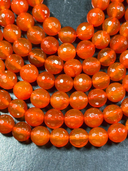 AAA Natural Carnelian Gemstone Bead Faceted 4mm 6mm 8mm 10mm 12mm Round Bead, Beautiful Natural Red Orange Carnelian Stone Bead 15.5" Strand