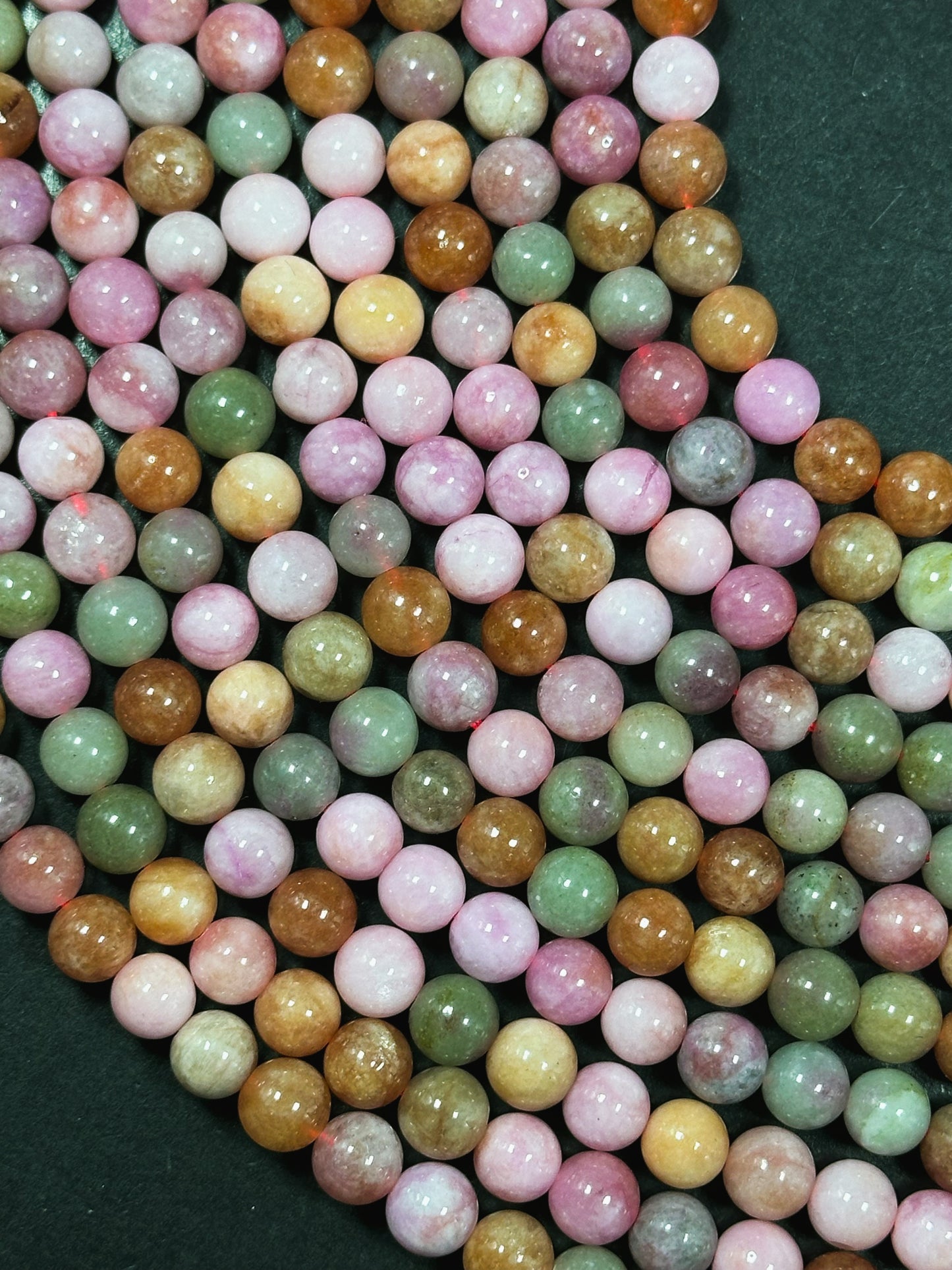 Natural Alashan Chalcedony Gemstone Bead 6mm 8mm 10mm Round Beads, Beautiful Multicolor Pink Green Alashan Beads, Great Quality 15.5" Strand