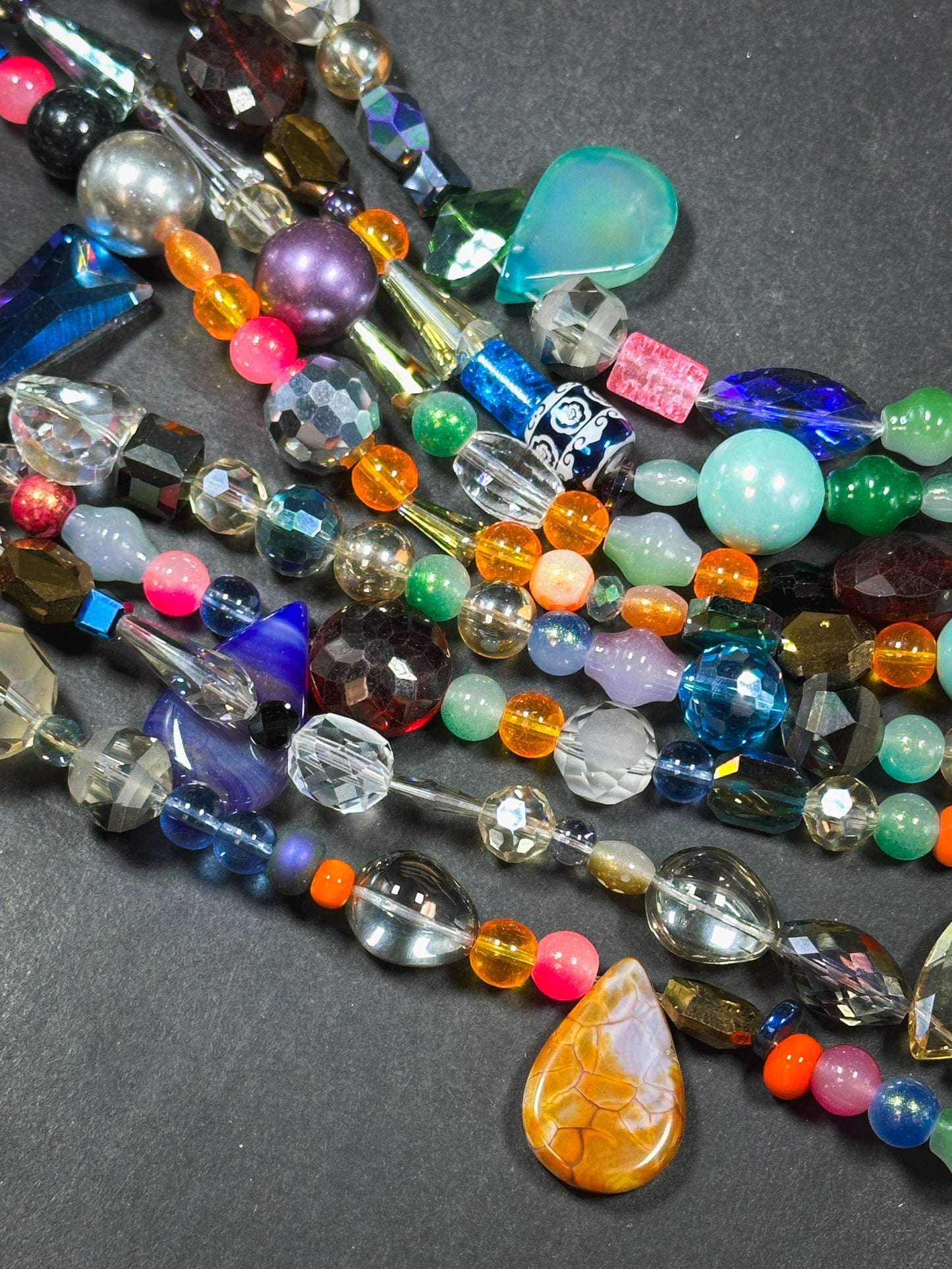 Multicolor Mixed Chinese Crystal Glass Beads, Beautiful Multicolor Mixed Shapes Glass Crystal Loose Craft Jewelry Beads Full Strand 15.5"