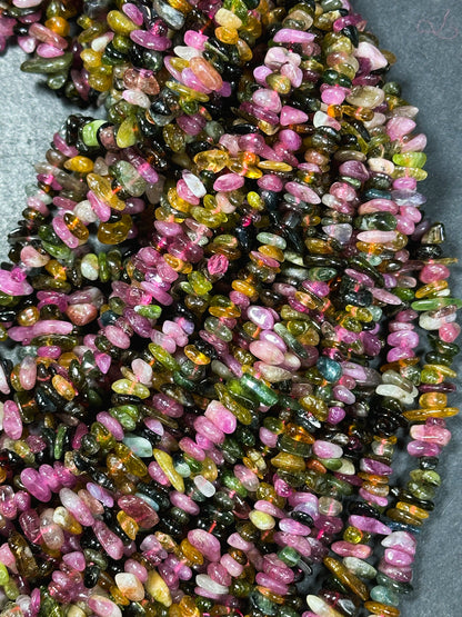 Natural Tourmaline Gemstone Bead 6mm Freeform Chip Shape Beads, Gorgeous Natural Multicolor Tourmaline Gemstone Beads, Full Strand 15.5"