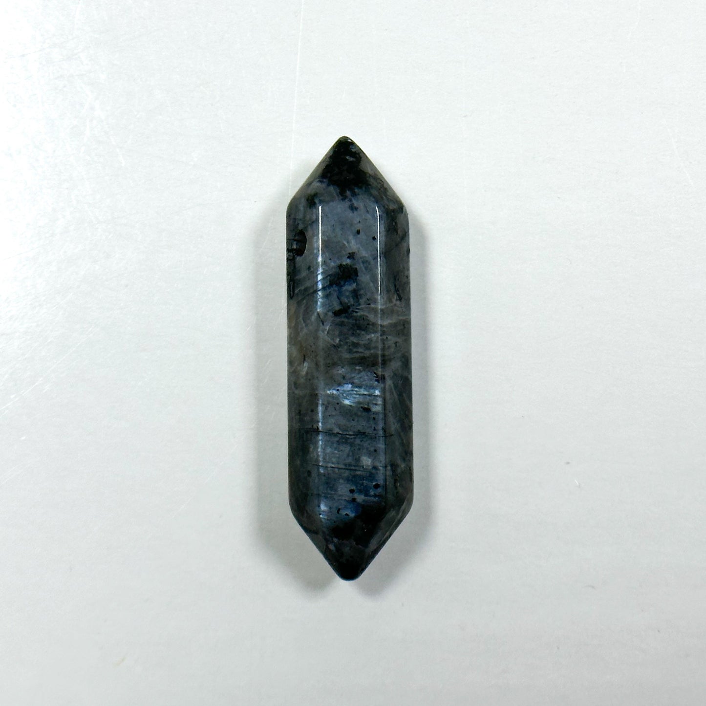 Natural Larvikite Labradorite Gemstone Bead Faceted 32x7mm Double Point Shape Beautiful Natural Black Gray Larvikite Bead Focal Pendant