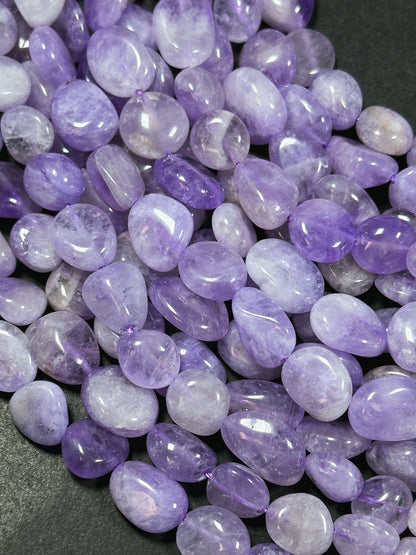 Natural Amethyst Gemstone Beads Freeform Pebble Shape Bead, Beautiful Natural Lavender Purple Color Amethyst Gemstone Bead Full Strand 15.5"