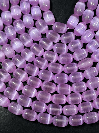 Natural Purple Selenite Gemstone Bead 12x8mm Tube Shape, Beautiful Lavender Purple Color Selenite Beads, Great Quality Full Strand 15.5"