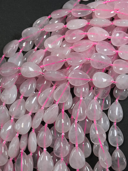 Natural Rose Quartz Gemstone Bead 18x13mm Teardrop Shape, Beautiful Natural Pink Color Rose Quartz Stone Bead Great Quality Full Strand 15.5