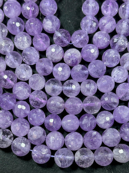 AAA Natural Lavender Jade Gemstone Bead Faceted 6mm 8mm 10mm Round Bead, Gorgeous Natural Clear Lavender Purple Jade Excellent Quality 15.5"