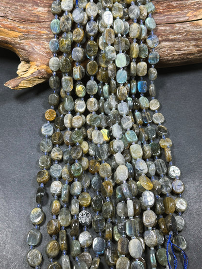 Natural Labradorite Gemstone Bead 15x11mm Oval Shape Bead, Gorgeous Natural Gray Brown Color, Blue Rainbow Flash Labradorite Beads 15.5"