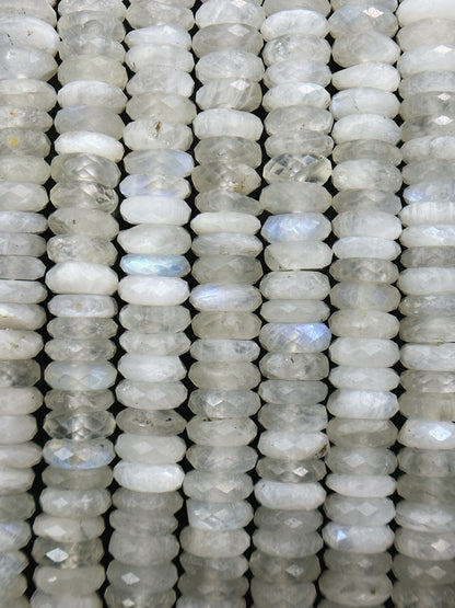 Natural Moonstone Gemstone Bead Faceted 6x2mm Rondelle Shape, Beautiful Natural White Color Blue Flash Moonstone Beads, Full Strand 15.5"