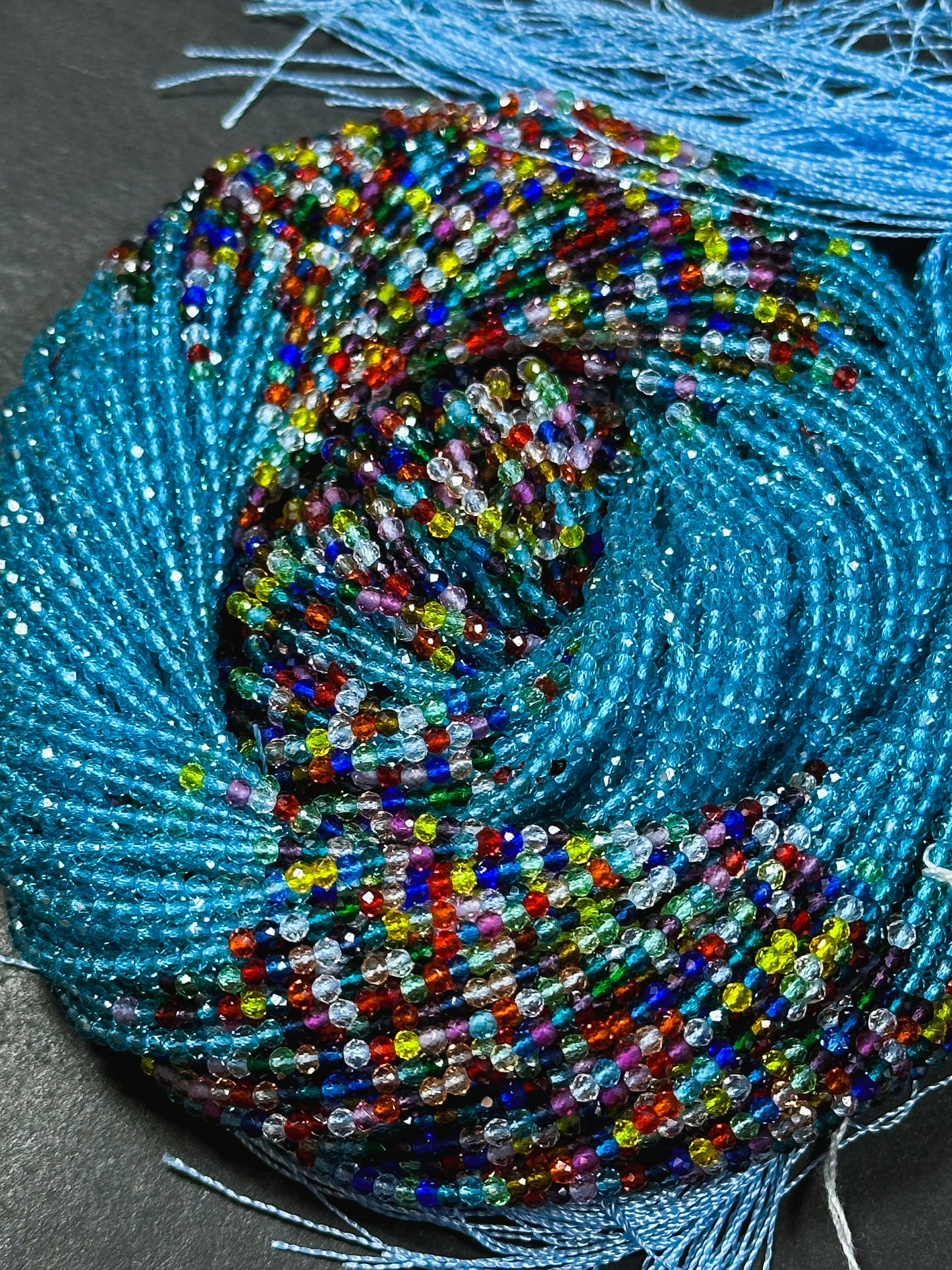 Beautiful Crystal Glass Beads, Faceted 2mm Round Beads, Gorgeous Sea Blue Rainbow Color Crystal Glass Beads, Glass Spacer Beads 14"