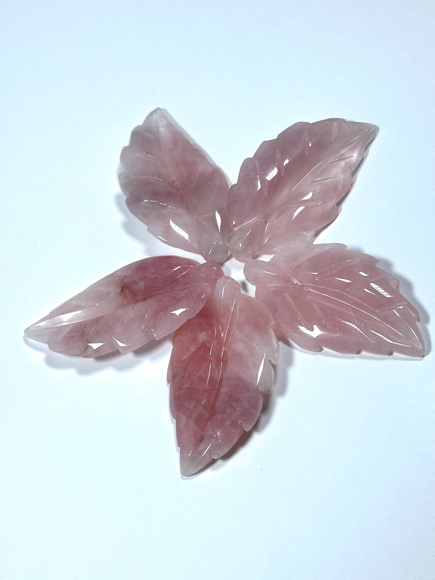 NATURAL Beautiful Hand Carved Rose Quartz Gemstone Pendant 60x31mm Leaf Shape, Gorgeous Natural Pink Color Rose Quartz Pendant