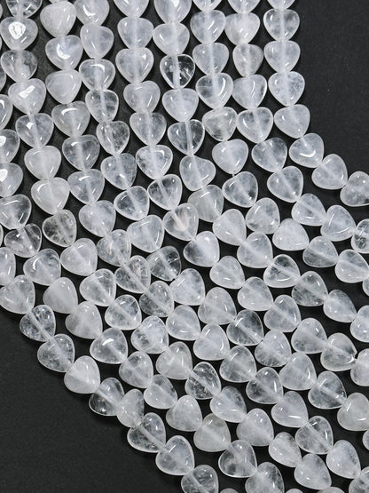 Natural Moonstone Gemstone Bead 10mm Heart Shape Bead, Beautiful Natural White Moonstone Gemstone Bead Great Quality Full Strand 15.5"