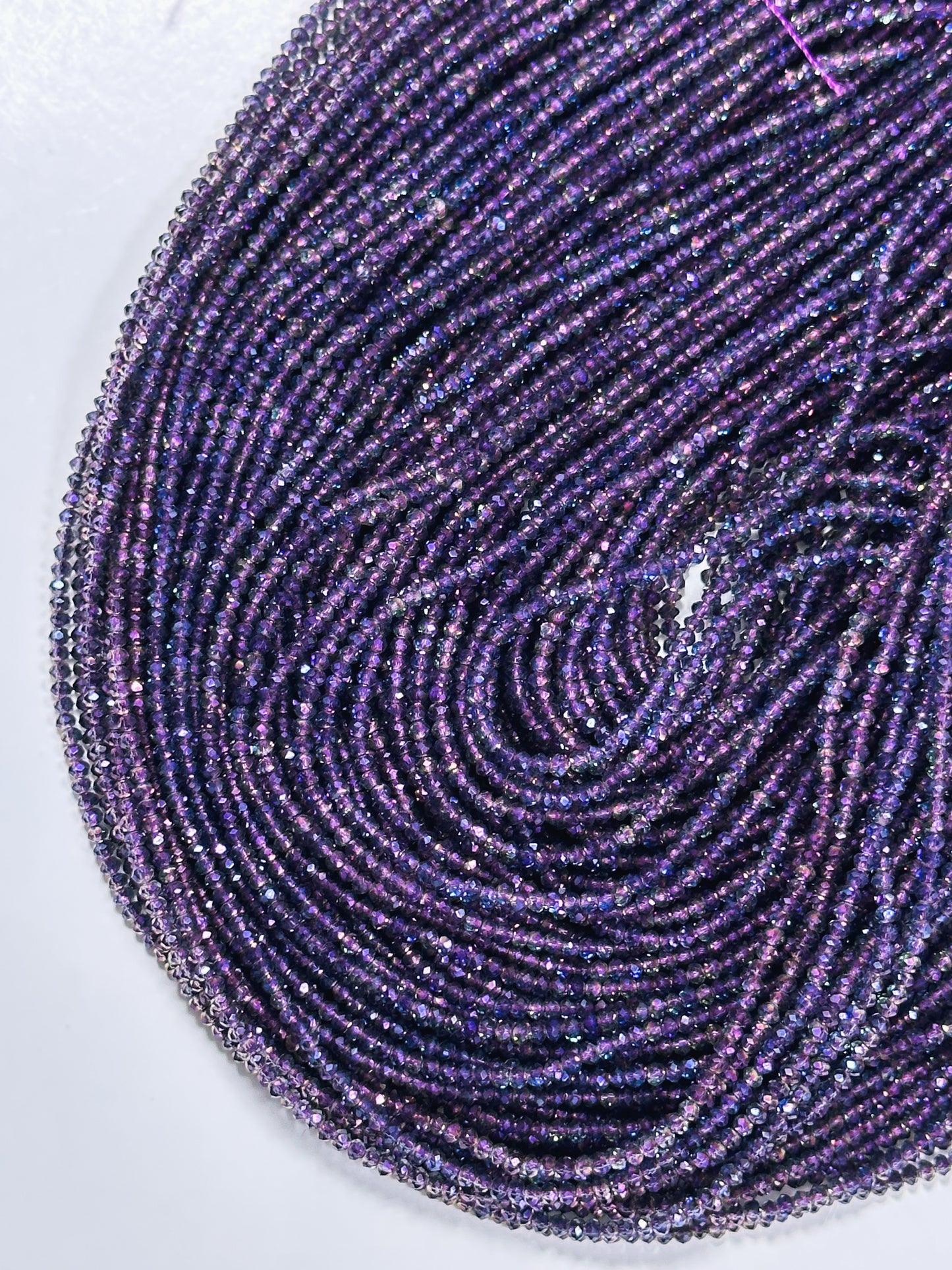 Beautiful Chinese Crystal Glass Beads, Faceted 2mm Round Beads, Gorgeous Translucent Iridescent Purple Crystal Glass Beads 15.5"