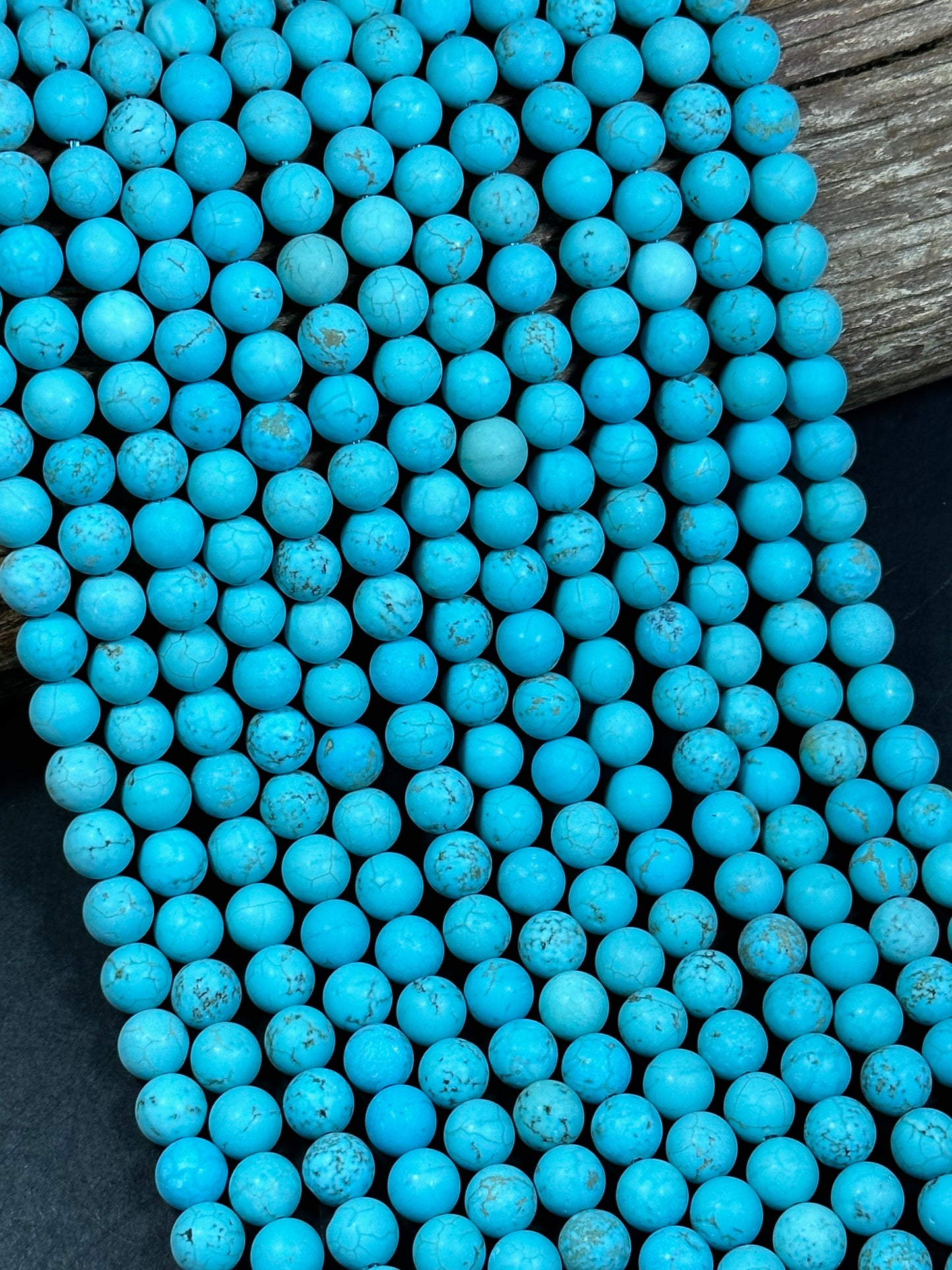 NATURAL Matte Blue Howlite Turquoise Gemstone Bead 6mm 8mm 10mm Round Beads, Gorgeous Turquoise Blue Color Beads Full Strand 15.5"