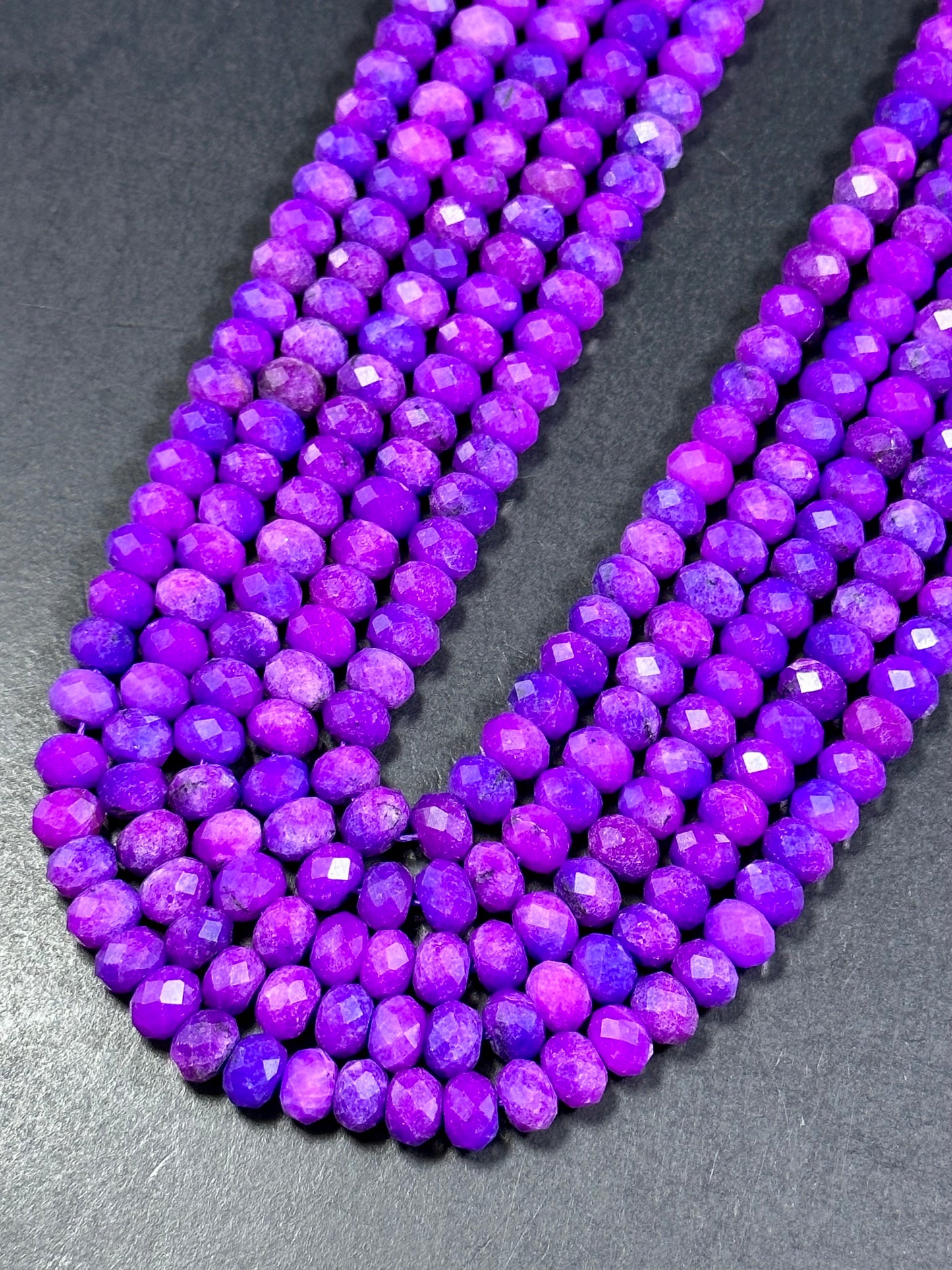 NATURAL Sugilite Gemstone Bead Faceted 8x5mm Rondelle Shape Bead, Gorgeous Purple Color Sugilite Gemstone Beads Full Strand 15.5"