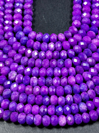 NATURAL Sugilite Gemstone Bead Faceted 8x5mm Rondelle Shape Bead, Gorgeous Purple Color Sugilite Gemstone Beads Full Strand 15.5"