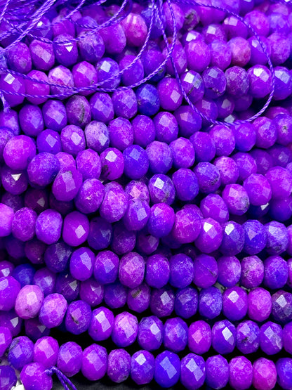 NATURAL Sugilite Gemstone Bead Faceted 8x5mm Rondelle Shape Bead, Gorgeous Purple Color Sugilite Gemstone Beads Full Strand 15.5"