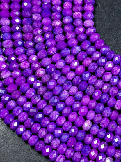 NATURAL Sugilite Gemstone Bead Faceted 8x5mm Rondelle Shape Bead, Gorgeous Purple Color Sugilite Gemstone Beads Full Strand 15.5"