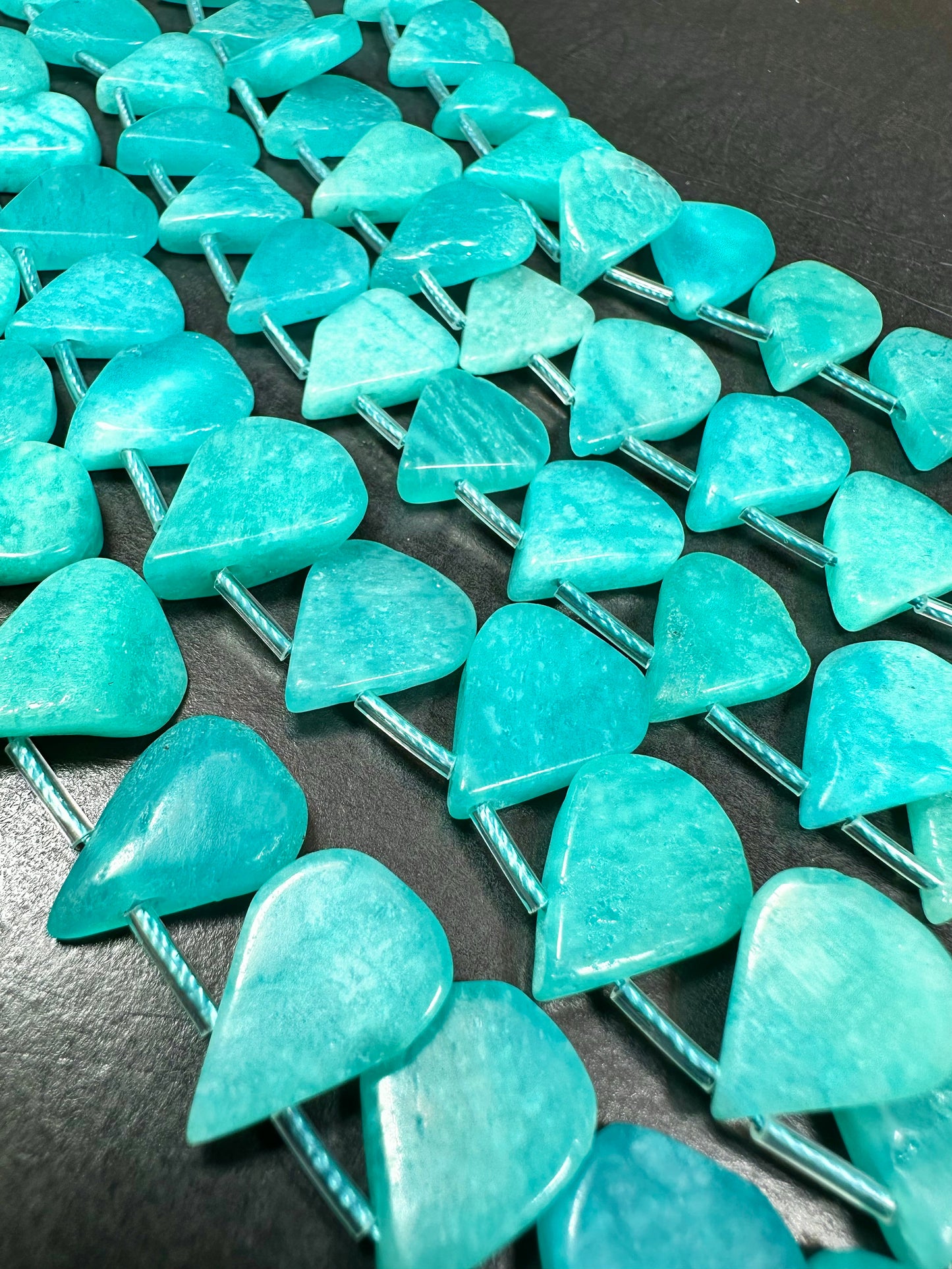 NATURAL Amazonite Gemstone Bead 12x14mm to 15x18mm Teardrop Shape Beads, Beautiful Blue-Green Color Amazonite Beads. Full Strand 15.5"