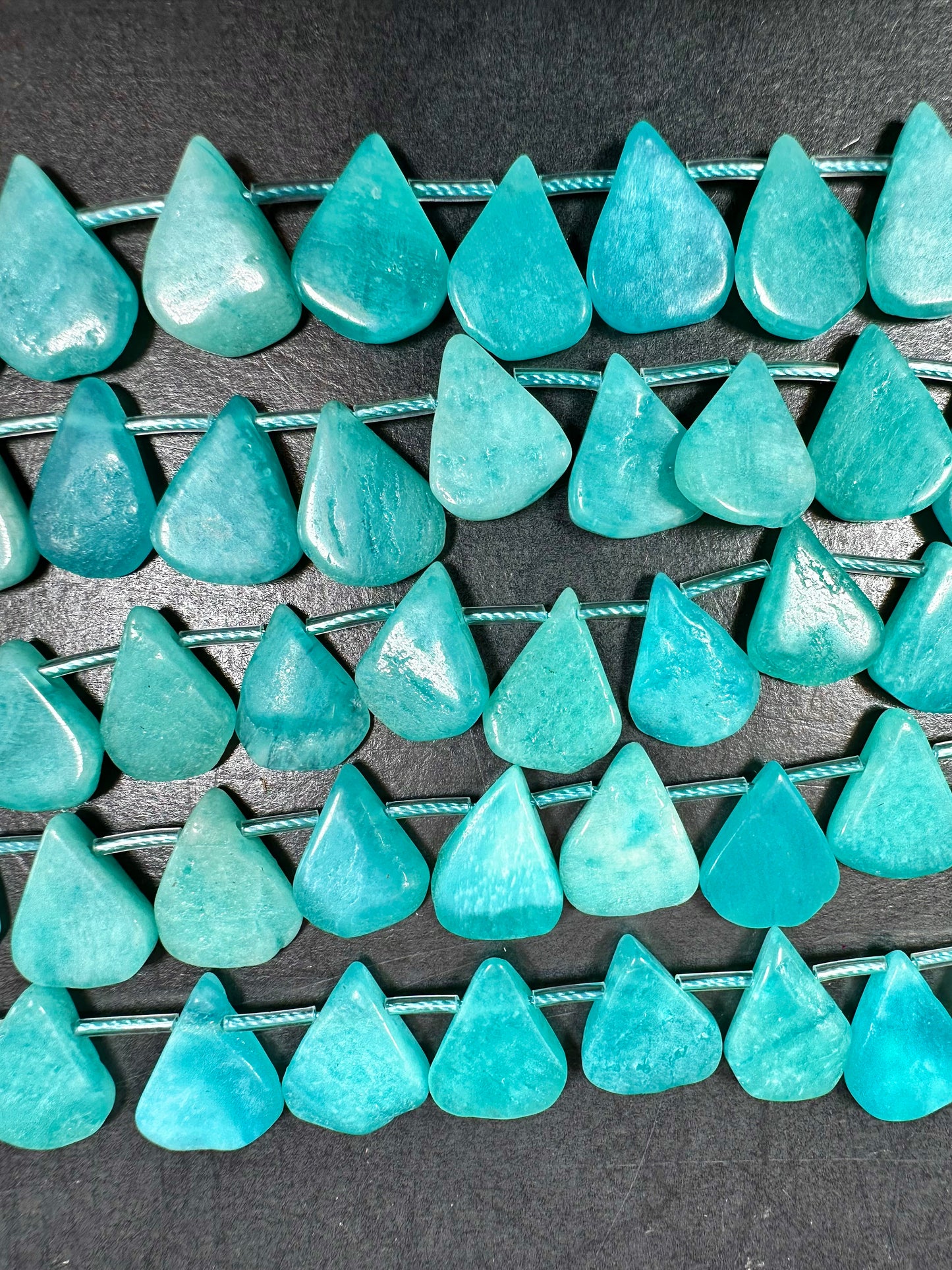 NATURAL Amazonite Gemstone Bead 12x14mm to 15x18mm Teardrop Shape Beads, Beautiful Blue-Green Color Amazonite Beads. Full Strand 15.5"