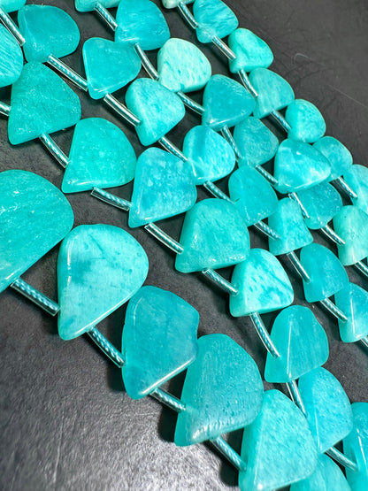 NATURAL Amazonite Gemstone Bead 12x14mm to 15x18mm Teardrop Shape Beads, Beautiful Blue-Green Color Amazonite Beads. Full Strand 15.5"