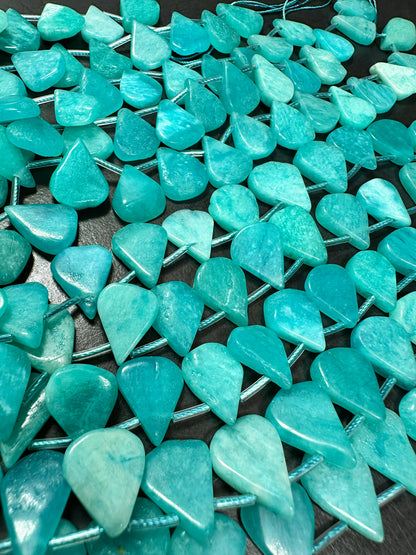 NATURAL Amazonite Gemstone Bead 12x14mm to 15x18mm Teardrop Shape Beads, Beautiful Blue-Green Color Amazonite Beads. Full Strand 15.5"