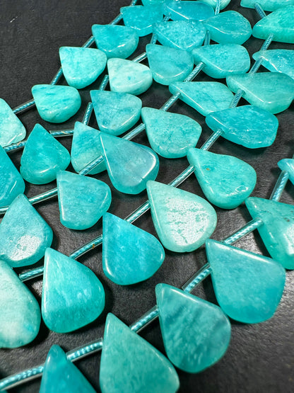 NATURAL Amazonite Gemstone Bead 12x14mm to 15x18mm Teardrop Shape Beads, Beautiful Blue-Green Color Amazonite Beads. Full Strand 15.5"