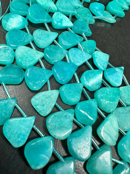 NATURAL Amazonite Gemstone Bead 12x14mm to 15x18mm Teardrop Shape Beads, Beautiful Blue-Green Color Amazonite Beads. Full Strand 15.5"