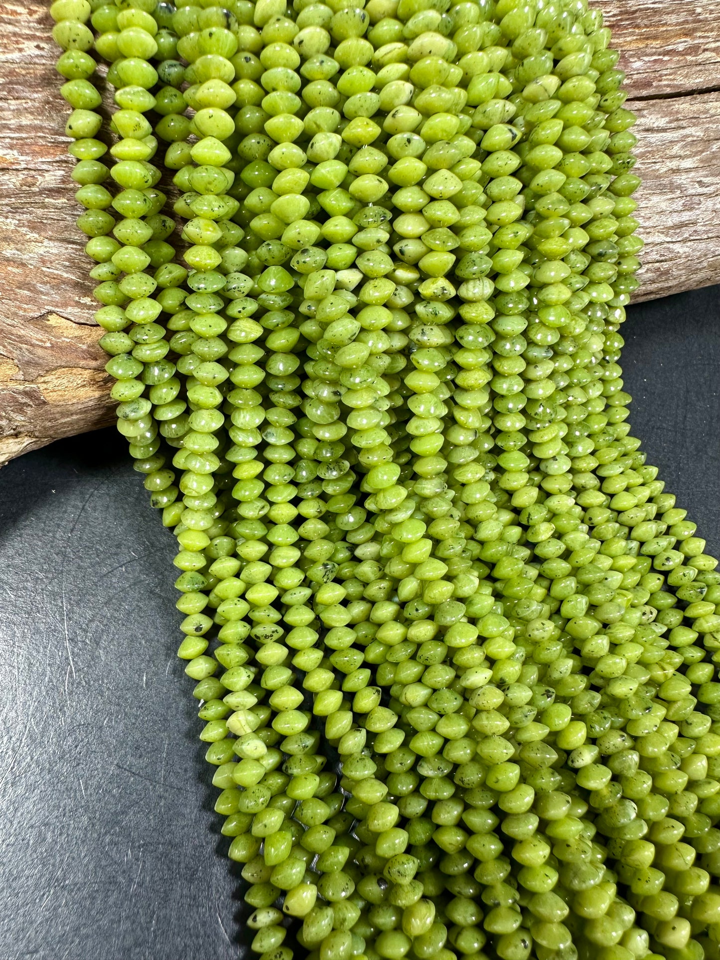 NATURAL Jade Gemstone Bead 3x6mm Rondelle/Saucer Shape Beads. Gorgeous Natural Green Color Loose Jade Gemstone Beads Full Strand 15.5"