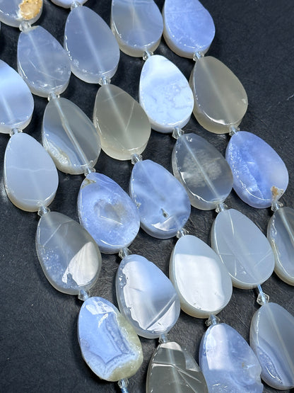 NATURAL Blue Lace Agate Gemstone Bead 21x31mm Teardrop Shape Beads. Beautiful Natural Blue Color Agate Beads Full Strand 15.5"