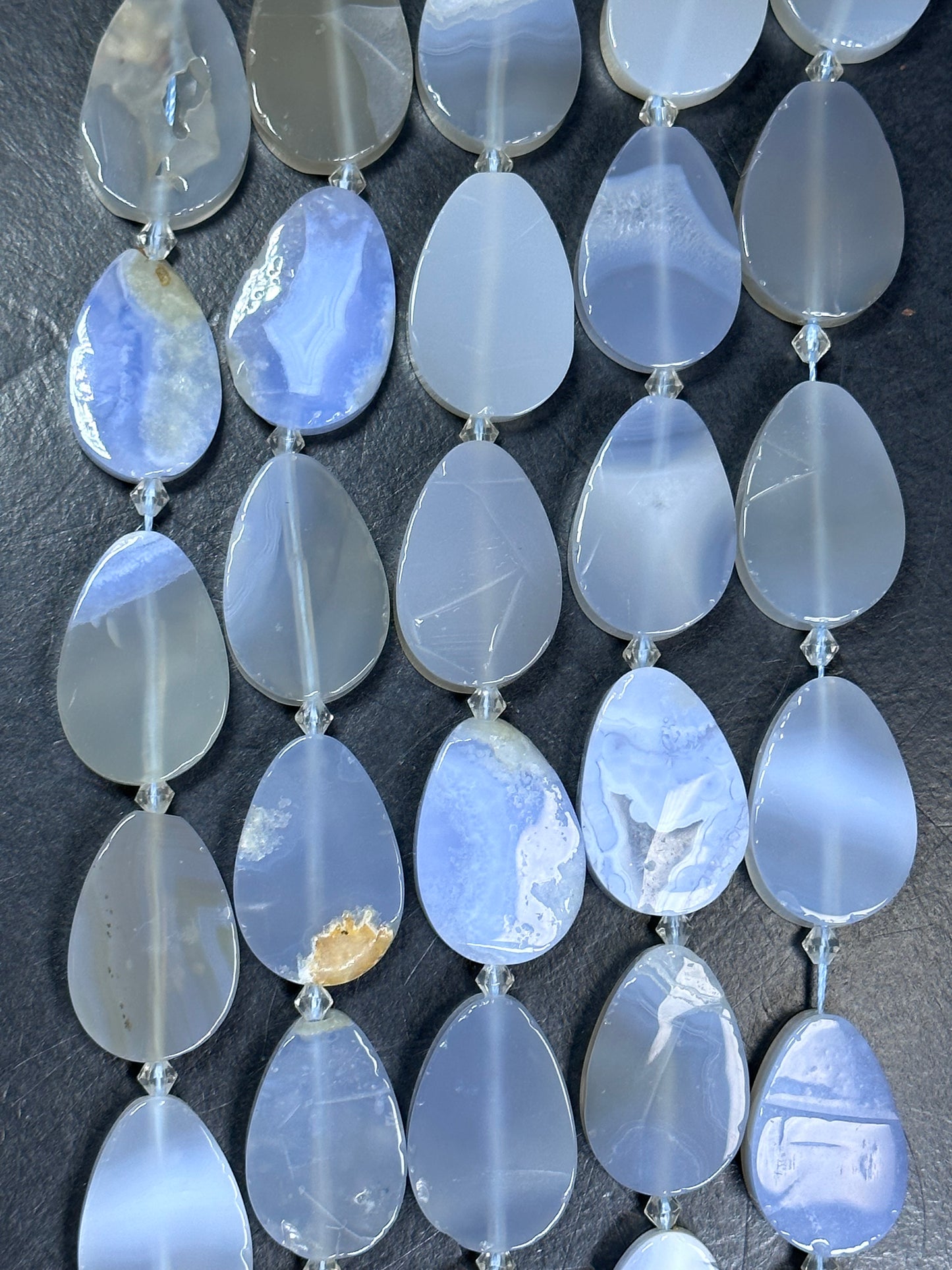 NATURAL Blue Lace Agate Gemstone Bead 21x31mm Teardrop Shape Beads. Beautiful Natural Blue Color Agate Beads Full Strand 15.5"