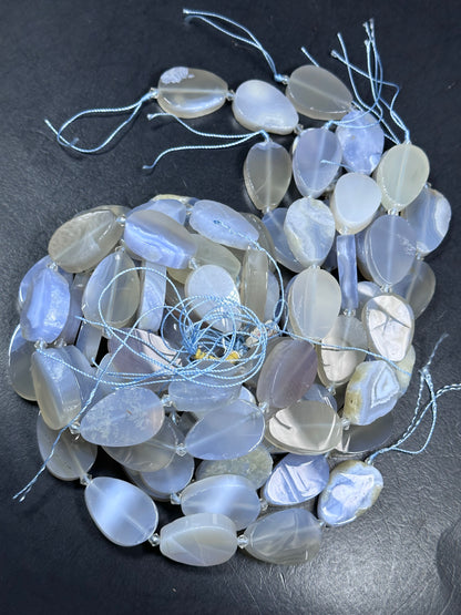 NATURAL Blue Lace Agate Gemstone Bead 21x31mm Teardrop Shape Beads. Beautiful Natural Blue Color Agate Beads Full Strand 15.5"