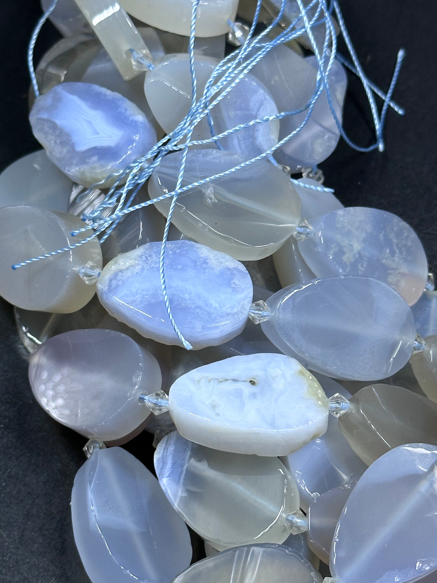 NATURAL Blue Lace Agate Gemstone Bead 21x31mm Teardrop Shape Beads. Beautiful Natural Blue Color Agate Beads Full Strand 15.5"