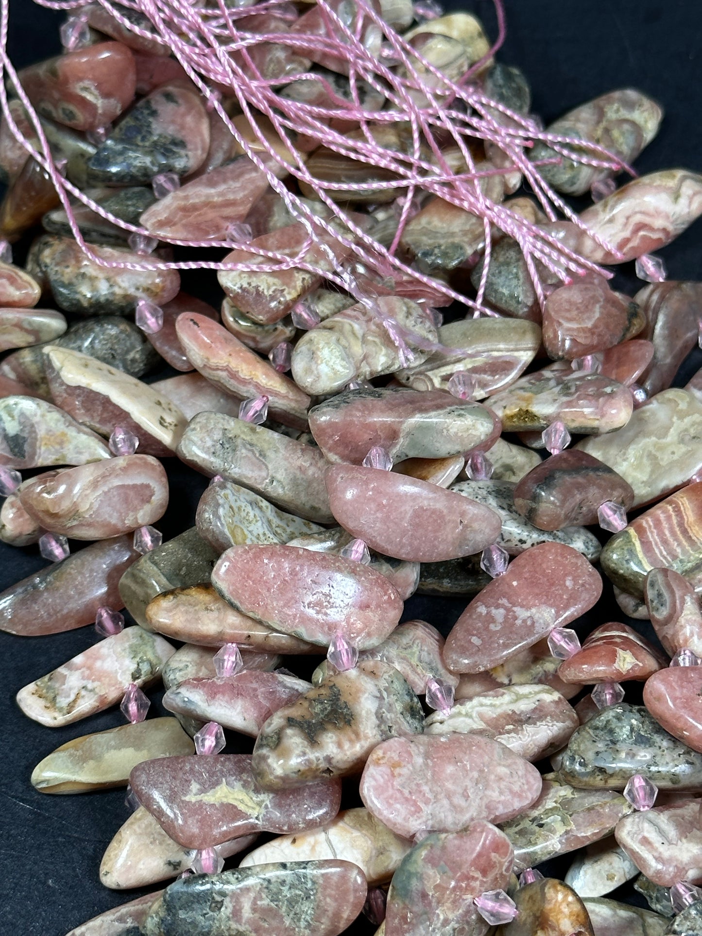 NATURAL Rhodochrosite Gemstone Bead 13x8mm to 36x15mm Freeform Stick Shape, Beautiful Natural Pink Brown Color Loose Beads Full Strand 15.5"