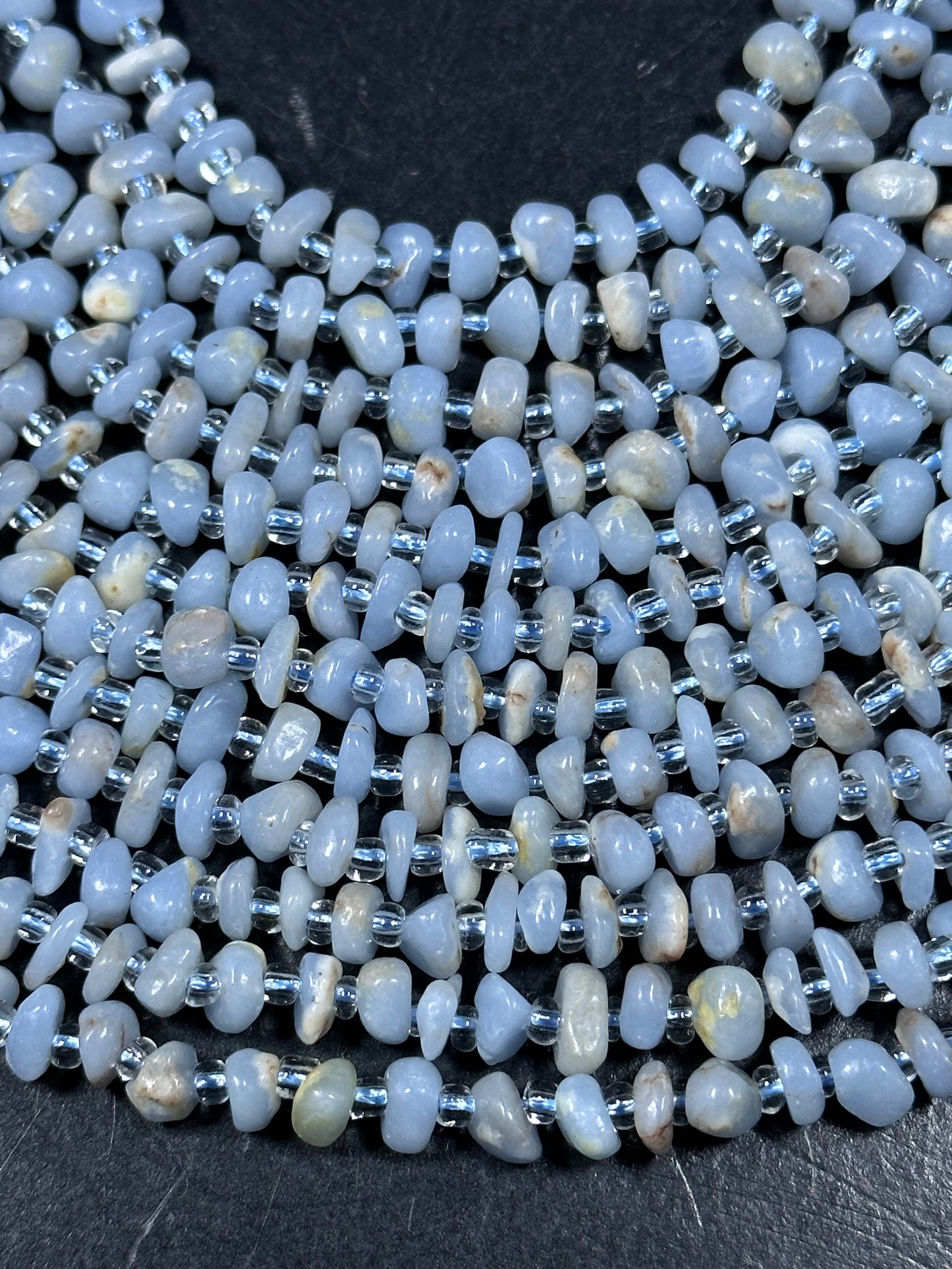 NATURAL Blue Calcite Gemstone Bead 5-6mm Freeform Rondelle Shape, Beautiful Natural Blue Color Calcite Loose Beads Full Strand 15.5"