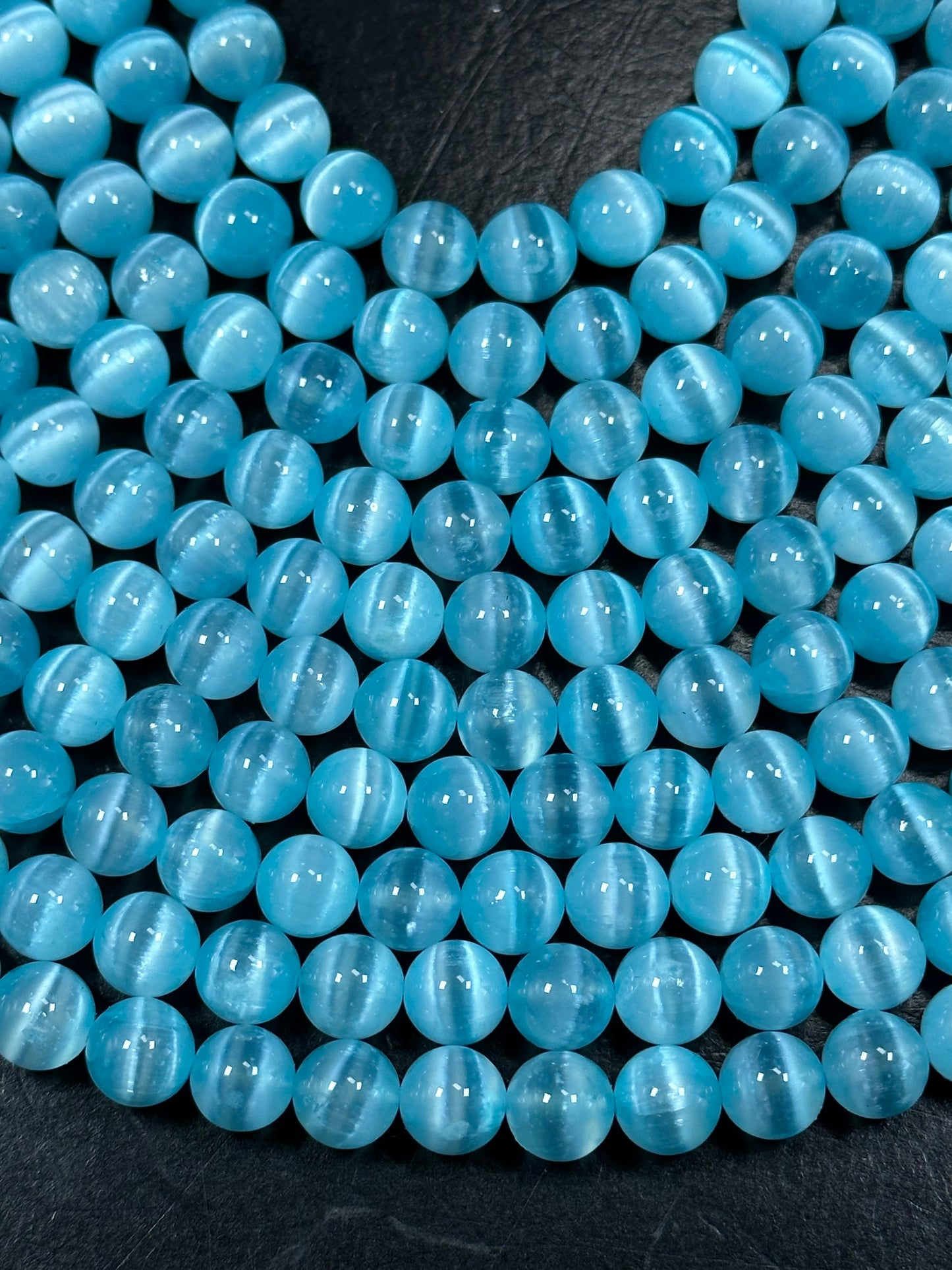 AAA Natural Selenite Gemstone Bead, 8mm 10mm Round Bead, Beautiful Turquoise Blue Color Loose Selenite Gemstone Beads, Full Strand 15.5"