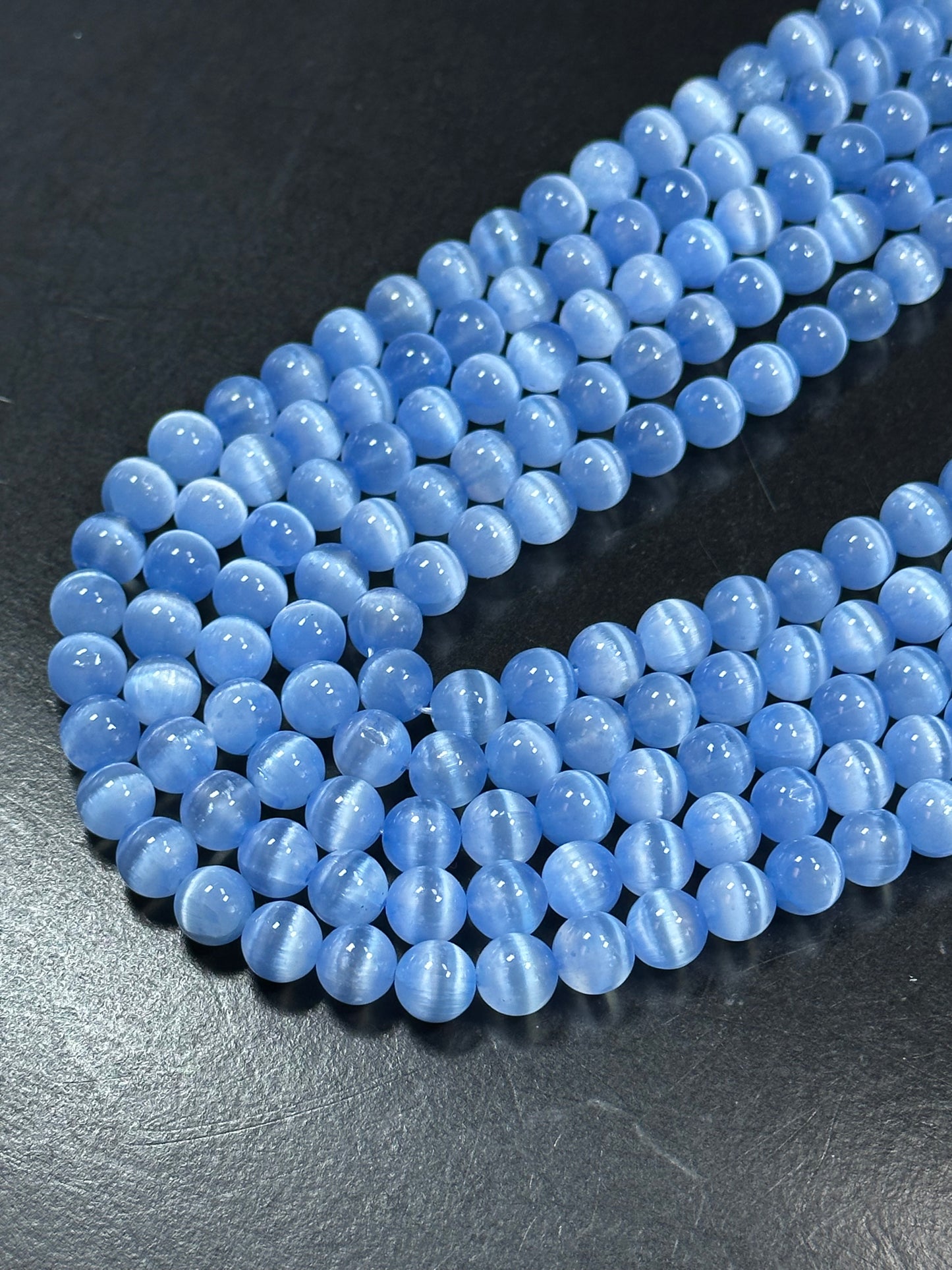 AAA Natural Selenite Gemstone Bead, 8mm 10mm Round Bead, Gorgeous Blue Color Loose Selenite Gemstone Beads, Full Strand 15.5"