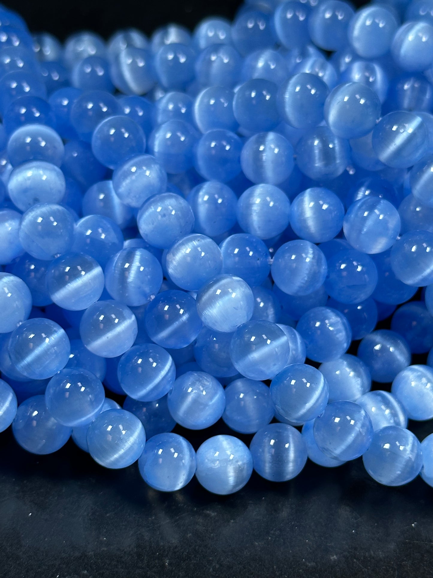 AAA Natural Selenite Gemstone Bead, 8mm 10mm Round Bead, Gorgeous Blue Color Loose Selenite Gemstone Beads, Full Strand 15.5"