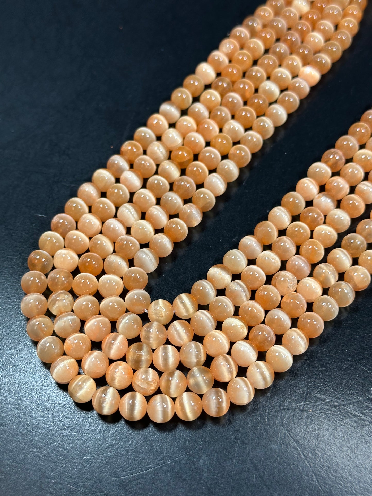 AAA Natural Selenite Gemstone Bead, 8mm 10mm Round Bead, Gorgeous Orange Color Loose Selenite Gemstone Beads, Full Strand 15.5"