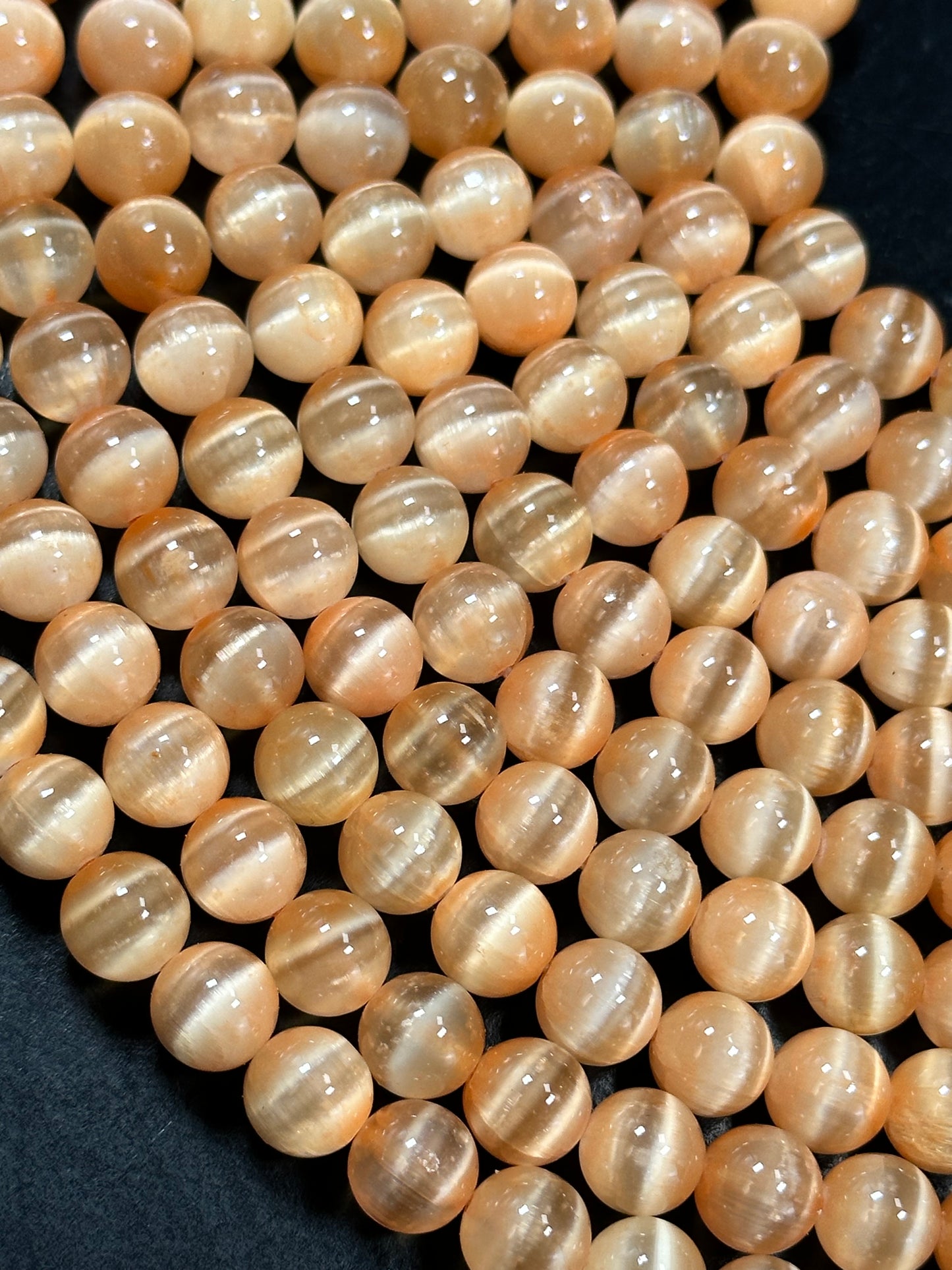 AAA Natural Selenite Gemstone Bead, 8mm 10mm Round Bead, Gorgeous Orange Color Loose Selenite Gemstone Beads, Full Strand 15.5"