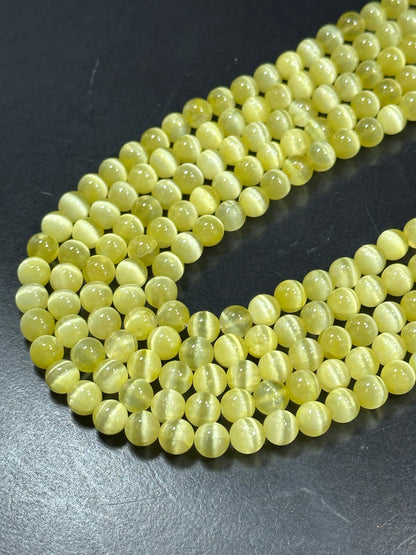 AAA Natural Selenite Gemstone Bead, 8mm 10mm Round Bead, Beautiful Yellow Color Loose Selenite Gemstone Beads, Full Strand 15.5"