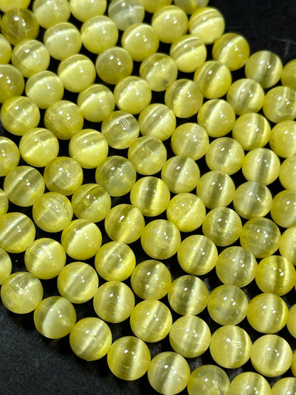 AAA Natural Selenite Gemstone Bead, 8mm 10mm Round Bead, Beautiful Yellow Color Loose Selenite Gemstone Beads, Full Strand 15.5"