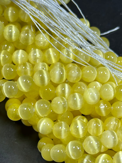 AAA Natural Selenite Gemstone Bead, 8mm 10mm Round Bead, Beautiful Yellow Color Loose Selenite Gemstone Beads, Full Strand 15.5"