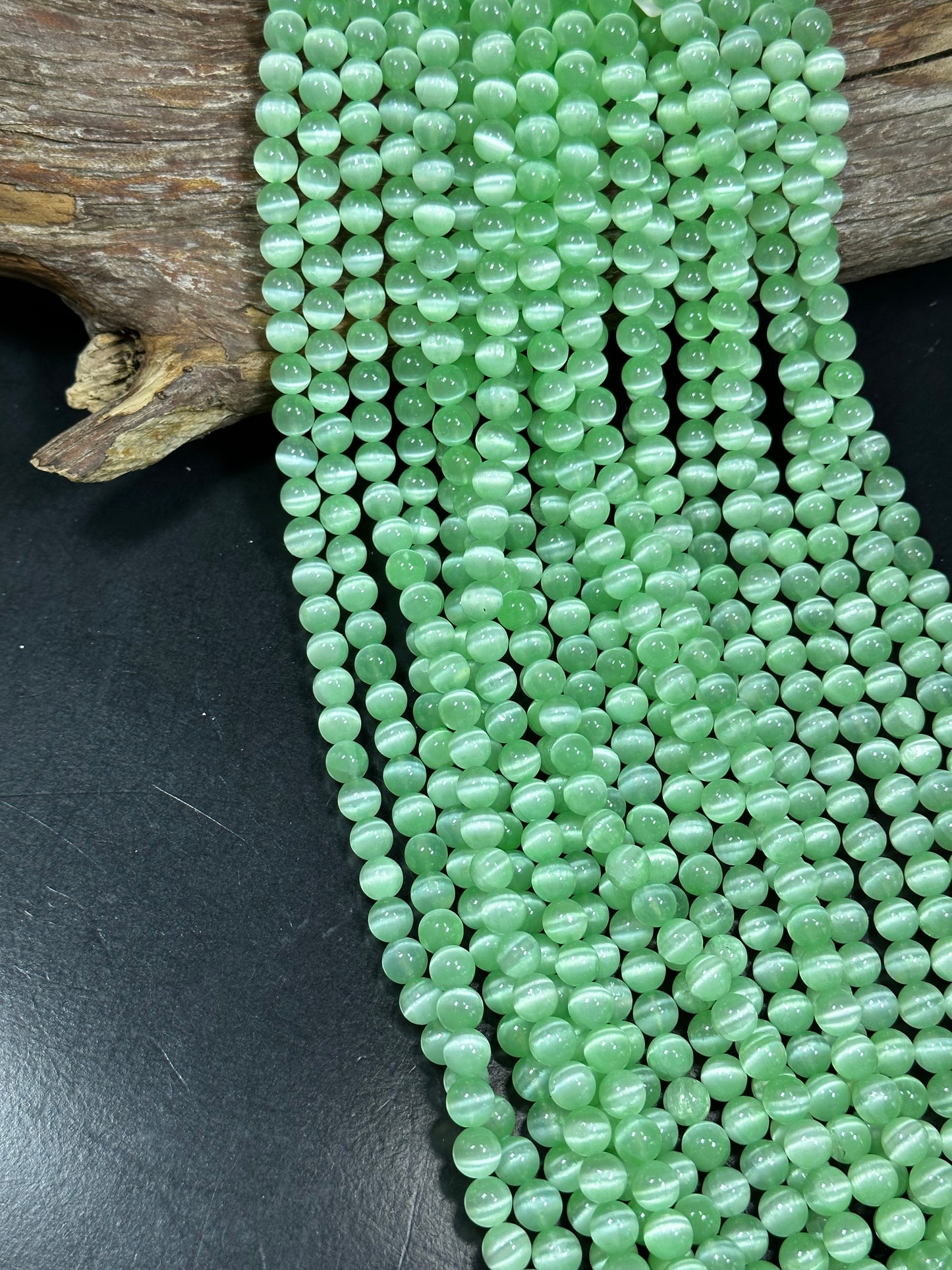 AAA Natural Selenite Gemstone Bead, 8mm 10mm Round Bead, Gorgeous Green Color Loose Selenite Gemstone Beads, Full Strand 15.5"