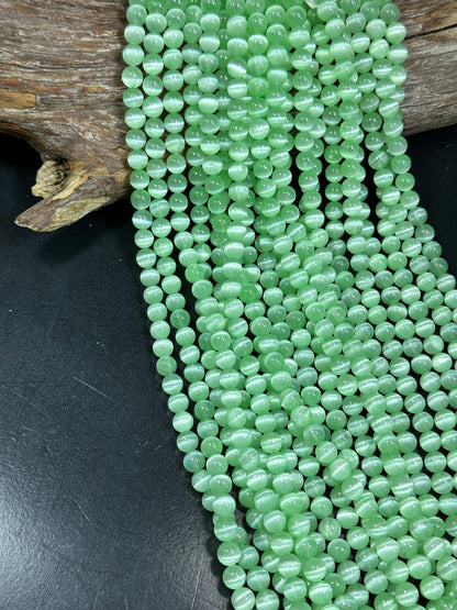 AAA Natural Selenite Gemstone Bead, 8mm 10mm Round Bead, Gorgeous Green Color Loose Selenite Gemstone Beads, Full Strand 15.5"