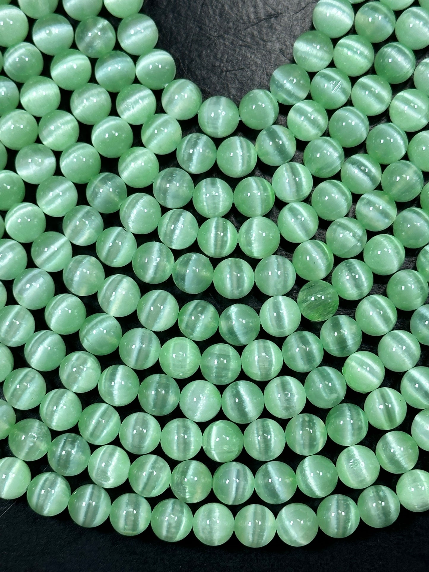 AAA Natural Selenite Gemstone Bead, 8mm 10mm Round Bead, Gorgeous Green Color Loose Selenite Gemstone Beads, Full Strand 15.5"