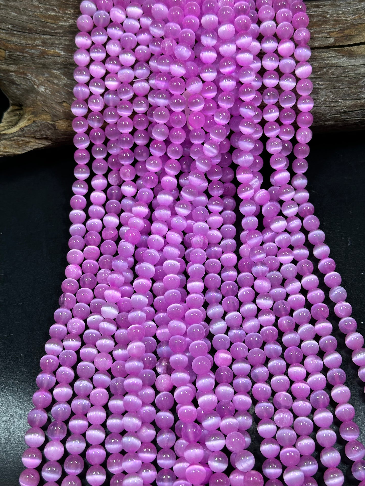 AAA Natural Selenite Gemstone Bead, 8mm 10mm Round Bead, Gorgeous Pink Color Loose Selenite Gemstone Beads, Full Strand 15.5"