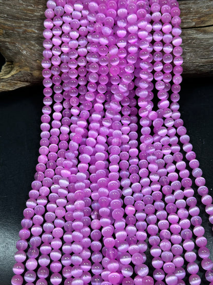 AAA Natural Selenite Gemstone Bead, 8mm 10mm Round Bead, Gorgeous Pink Color Loose Selenite Gemstone Beads, Full Strand 15.5"