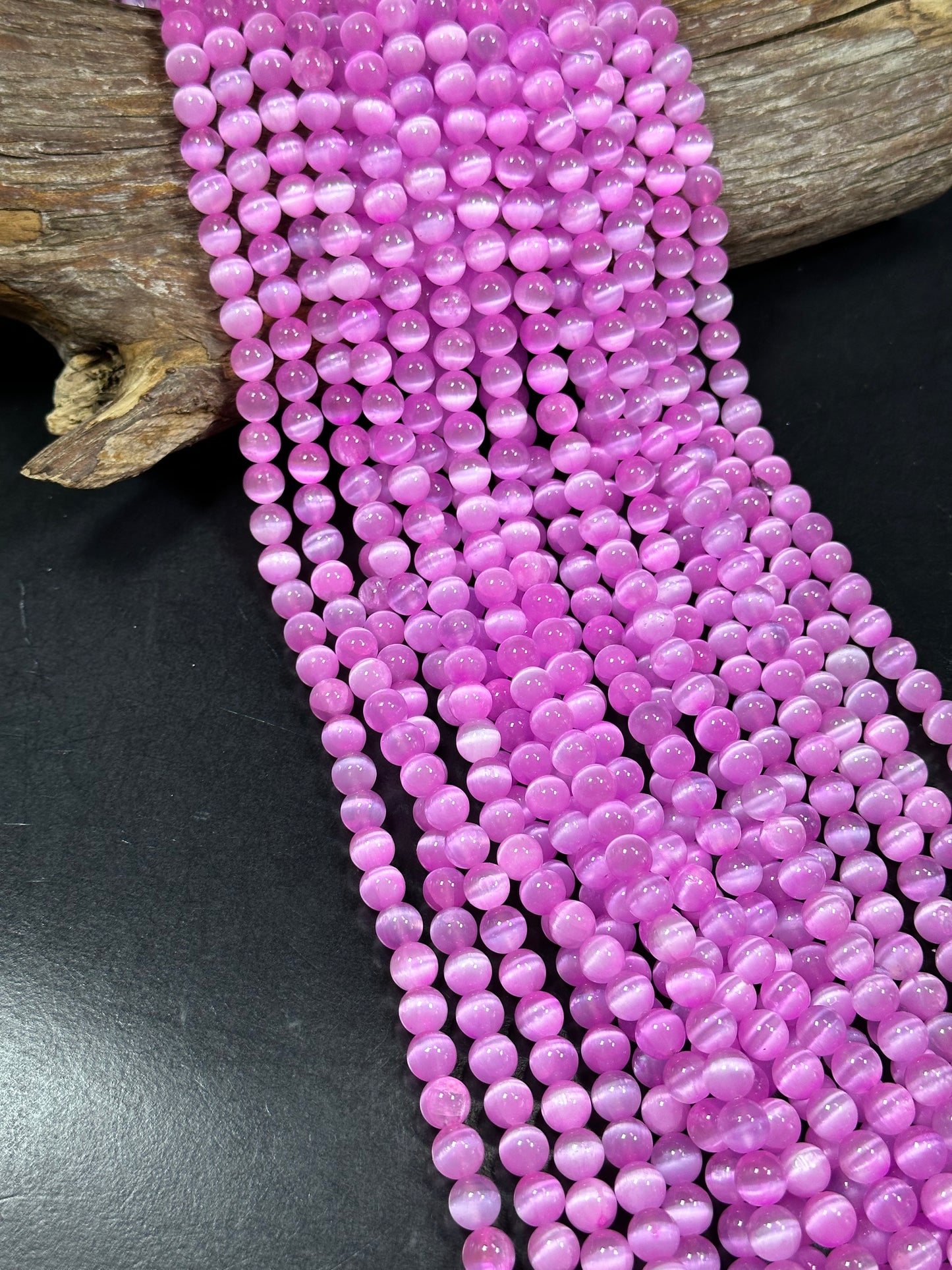 AAA Natural Selenite Gemstone Bead, 8mm 10mm Round Bead, Gorgeous Pink Color Loose Selenite Gemstone Beads, Full Strand 15.5"