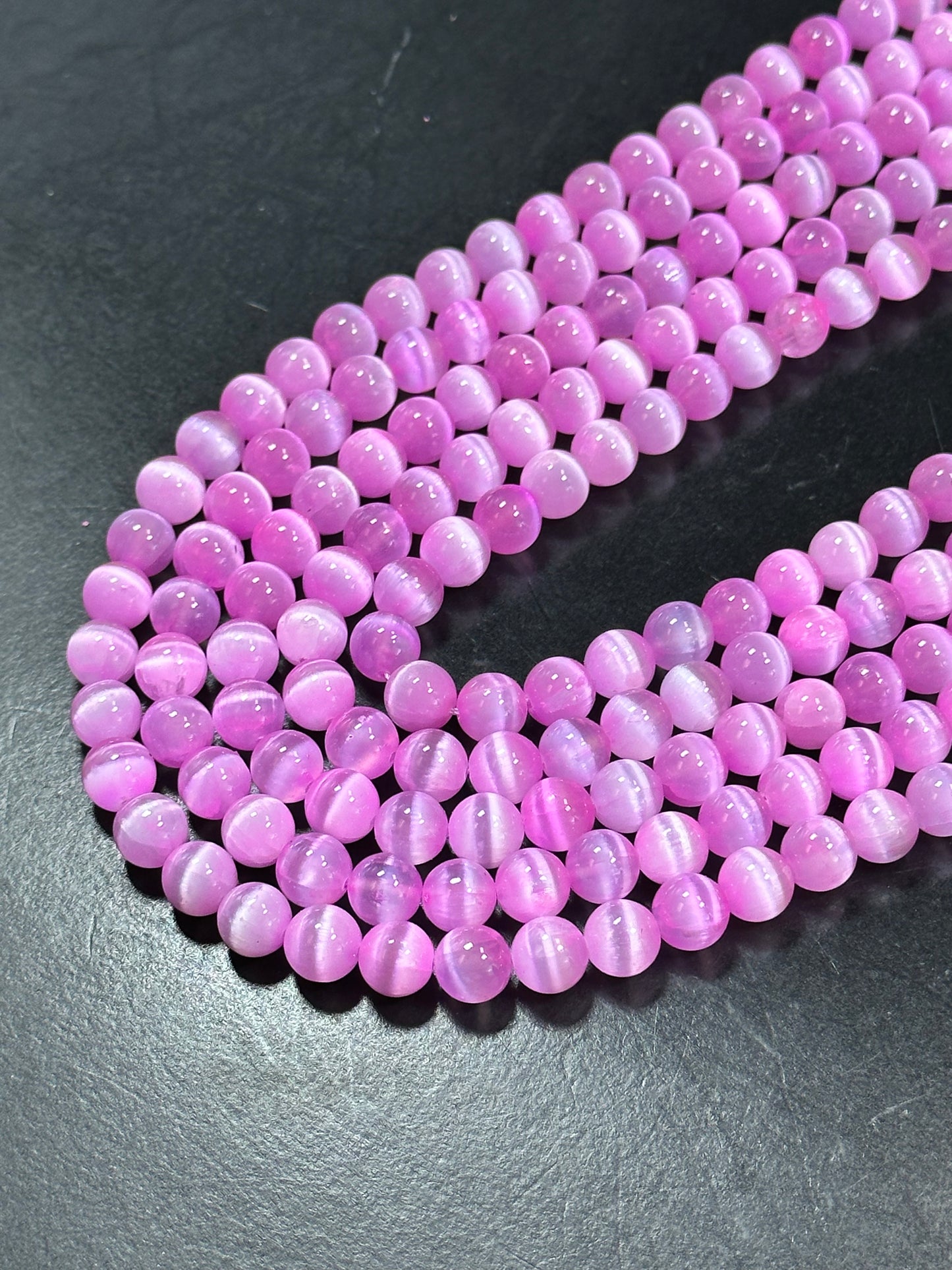 AAA Natural Selenite Gemstone Bead, 8mm 10mm Round Bead, Gorgeous Pink Color Loose Selenite Gemstone Beads, Full Strand 15.5"